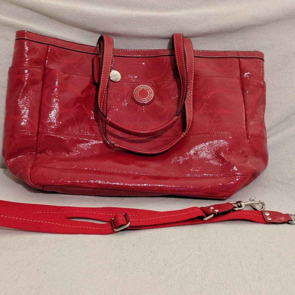 Coach diaper bag in red